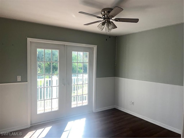 doorway featuring dark wood-type flooring, a wealth of natural light, and french doors