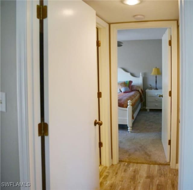 hall with light wood-type flooring