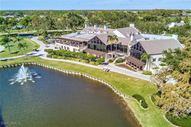 bird's eye view featuring a water view