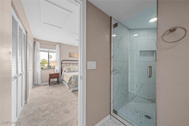 bathroom featuring an enclosed shower