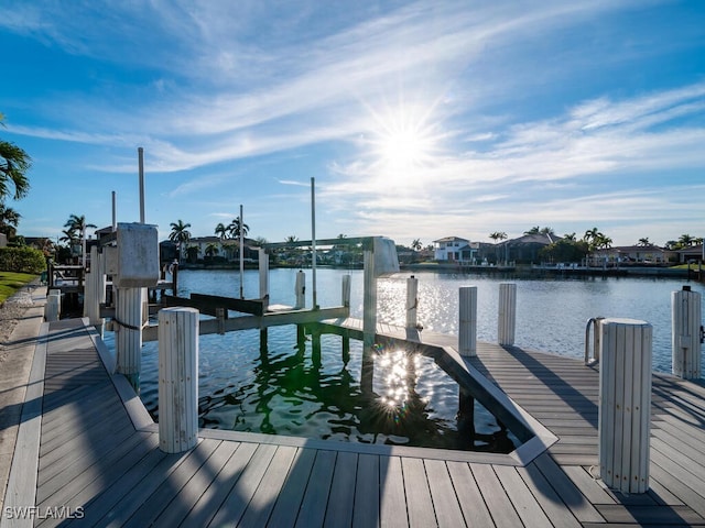 view of dock featuring a water view