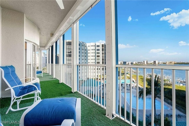 balcony with a water view