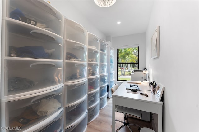 office space featuring wood-type flooring