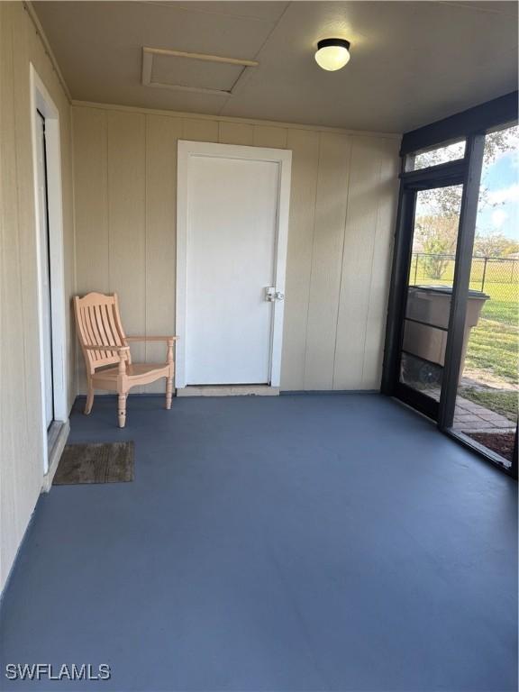 view of unfurnished sunroom