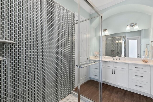 3747 Fountainhead Ln, Naples, FL 34103 - full bathroom with a shower stall and vanity