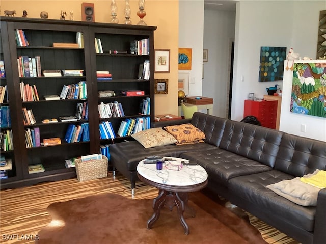 living room with hardwood / wood-style floors