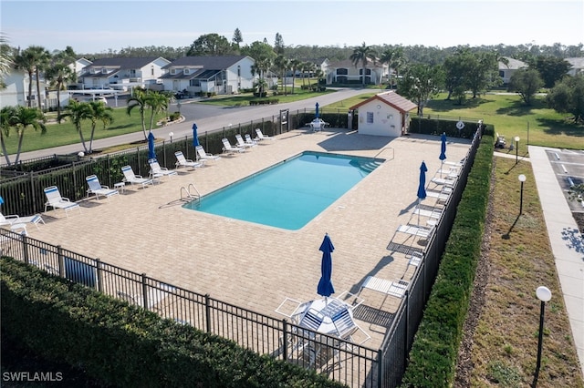 view of pool featuring a patio area