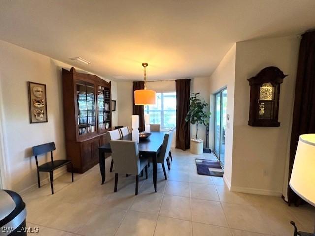 view of tiled dining room