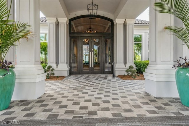 view of exterior entry with french doors