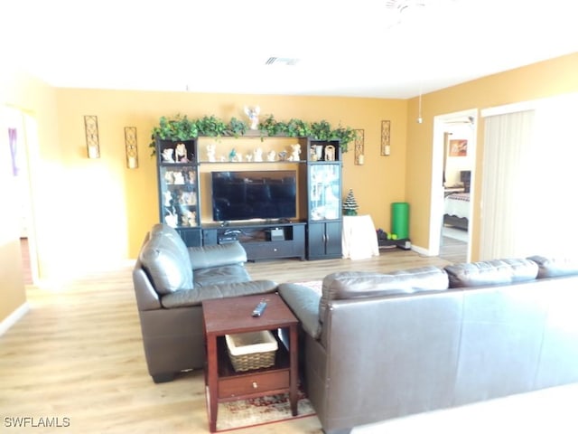 living room featuring light hardwood / wood-style flooring