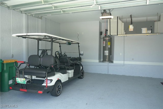 garage with electric water heater