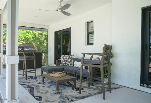 view of patio / terrace with outdoor lounge area and ceiling fan