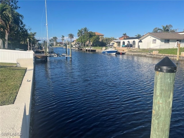 dock area featuring a water view