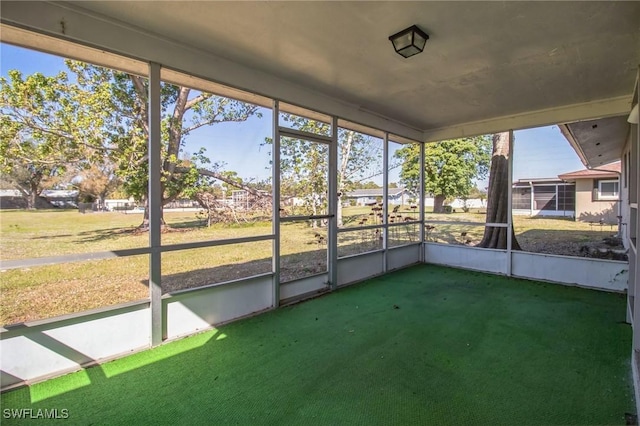 view of unfurnished sunroom