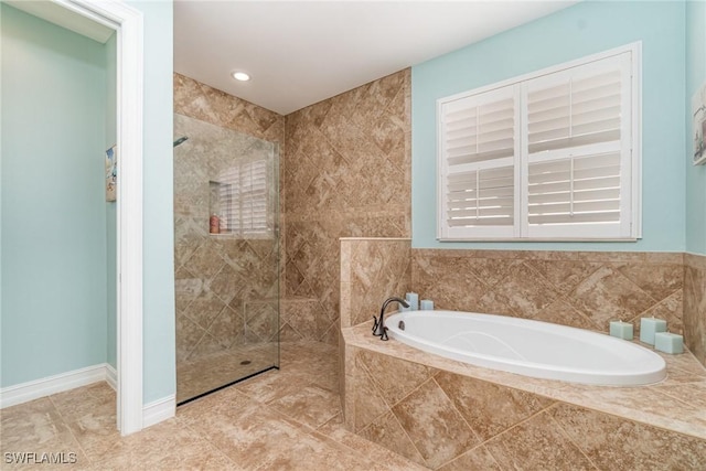 bathroom with plus walk in shower