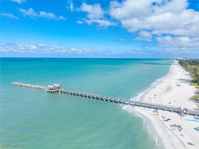 1222 Gordon Dr Unit 5, Naples, FL 34102 - drone / aerial view featuring a view of the beach and a water view