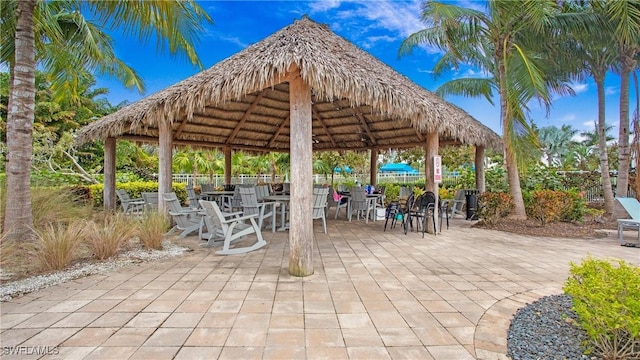 exterior space featuring a gazebo