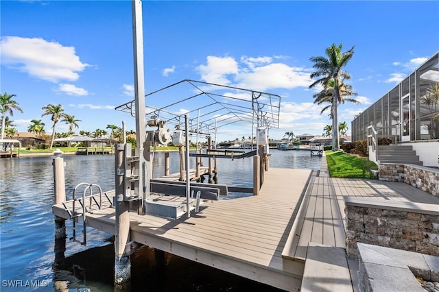 view of dock featuring a water view