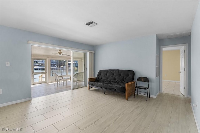 living area with light wood-type flooring