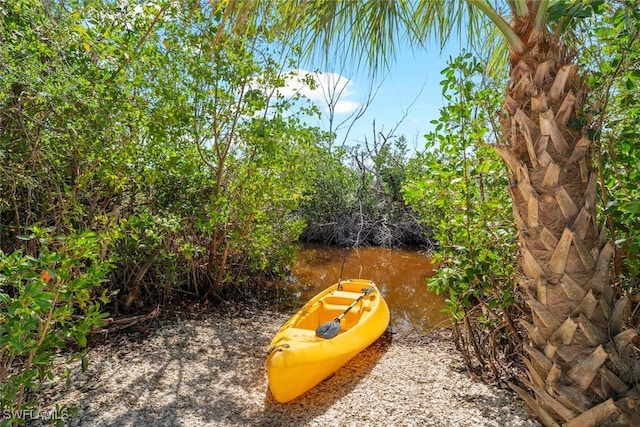 view of yard with a water view