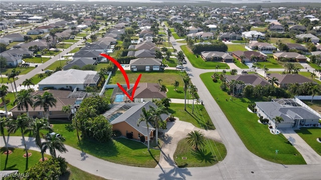 aerial view with a residential view