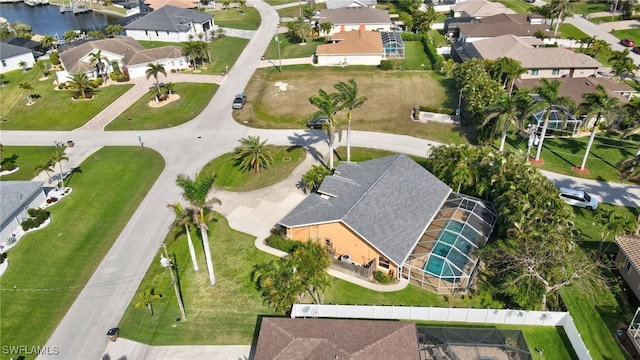 drone / aerial view with a residential view