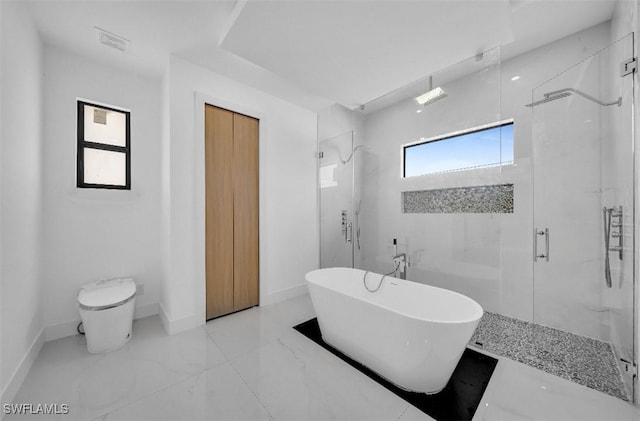 bathroom with plus walk in shower