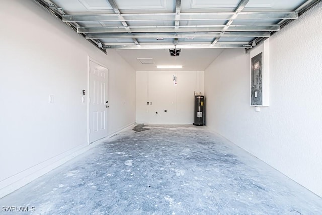 garage featuring a garage door opener and electric water heater