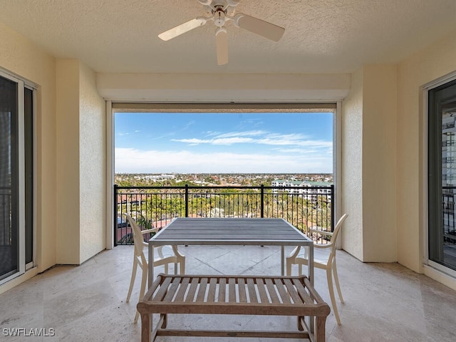 balcony with ceiling fan