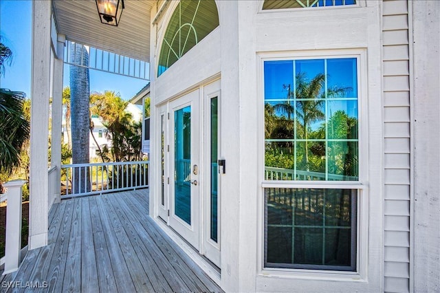 wooden deck with french doors