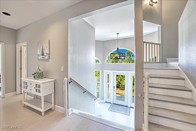 foyer entrance featuring light wood-type flooring