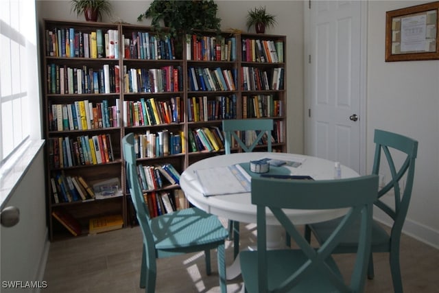 dining area featuring wood-type flooring