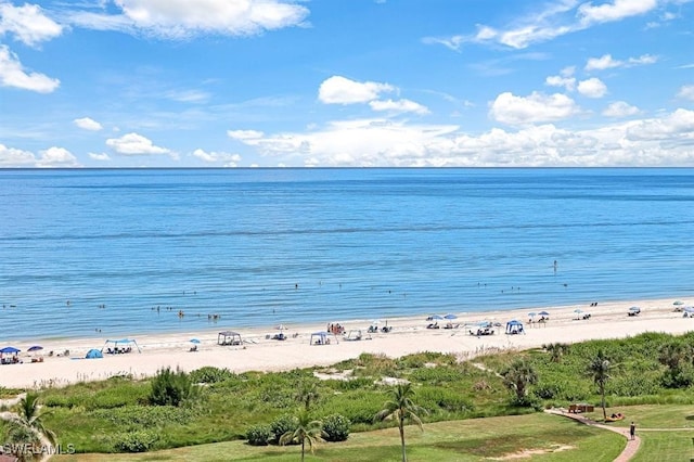 view of water feature with a view of the beach