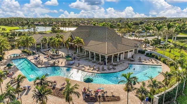 pool featuring a patio area