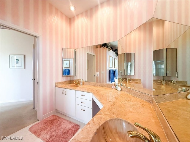 bathroom featuring vanity and tile patterned flooring