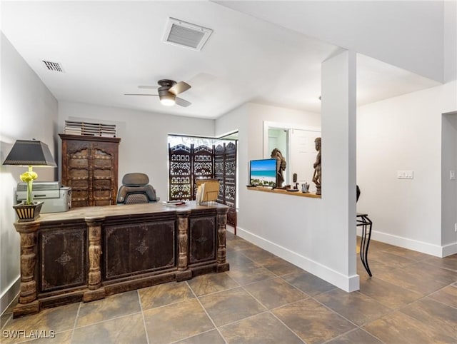 home office featuring ceiling fan