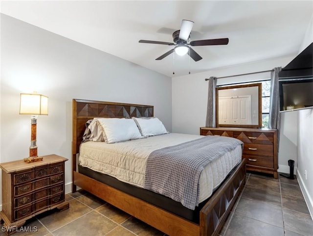 bedroom featuring ceiling fan