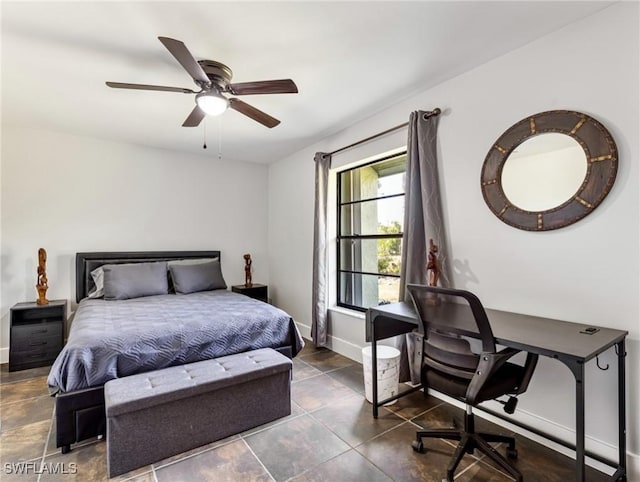 bedroom featuring ceiling fan