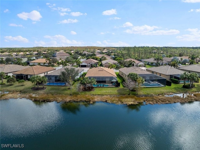 bird's eye view featuring a water view