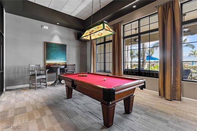 recreation room featuring pool table and carpet flooring