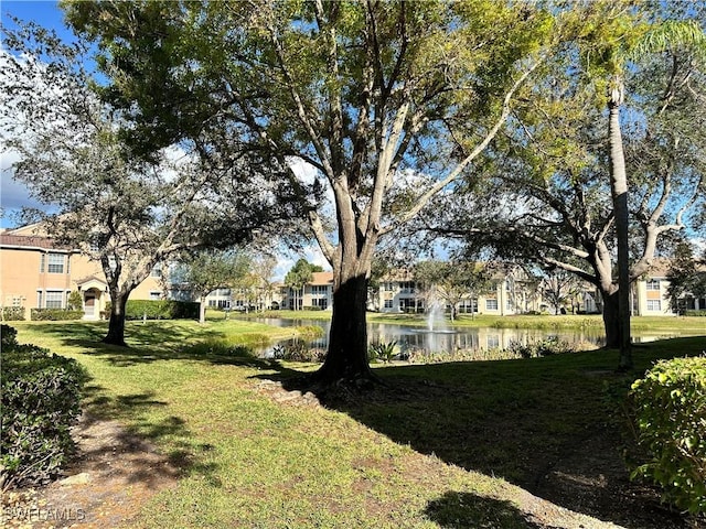 view of yard featuring a water view