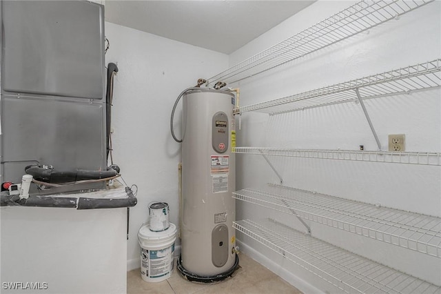 utility room featuring water heater