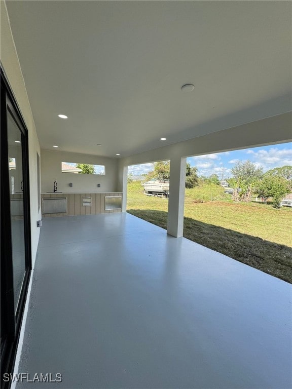 view of patio featuring sink