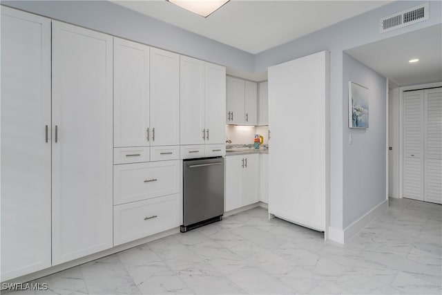 kitchen with white cabinets