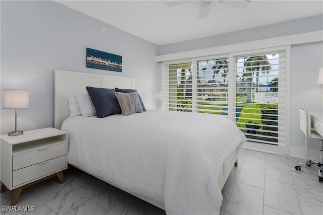 bedroom featuring ceiling fan