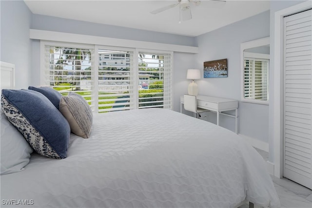 bedroom featuring ceiling fan