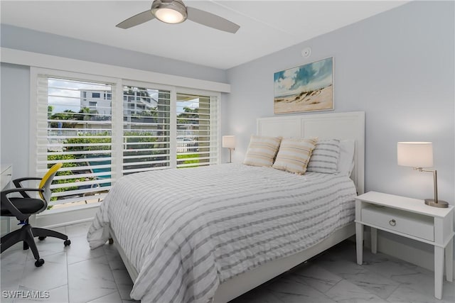 bedroom featuring ceiling fan