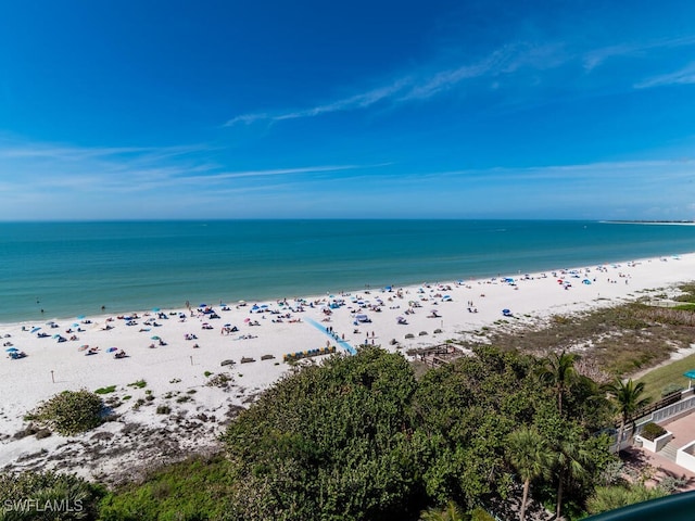 property view of water featuring a view of the beach