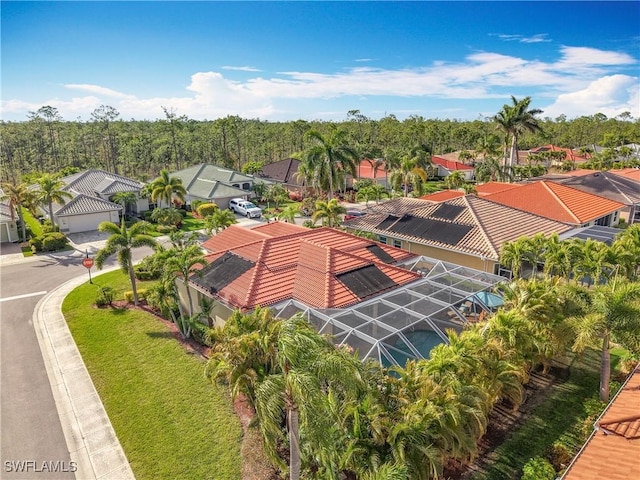 aerial view with a residential view