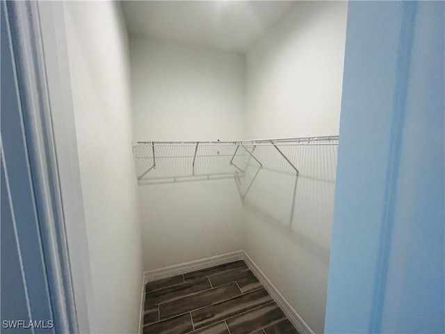 spacious closet with wood finish floors